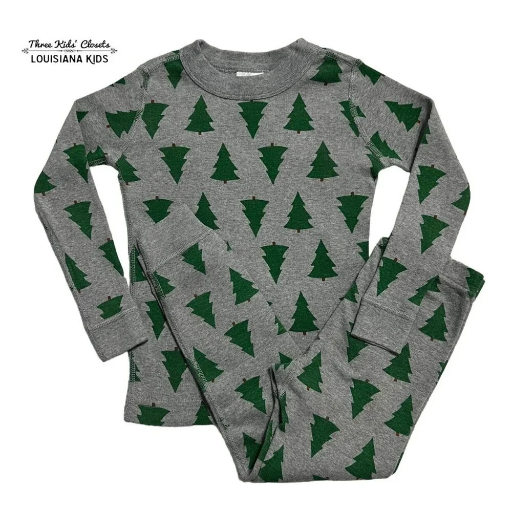 Hanna Andersson Sz 100 (4) Christmas Tree Long John Pajamas